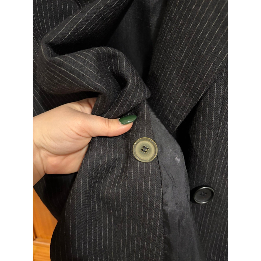 Giorgio Sant’Angelo Womens Black Pinstripe Wool Blazer Size 14 Made USA - Picture 5 of 9